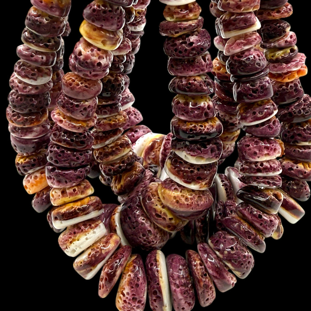 Graduated Darkest Purple Spiny Oyster Shell Beads - Organic Ocean-Formed Pinholes - Gigantic 8-20mm SKU#B212