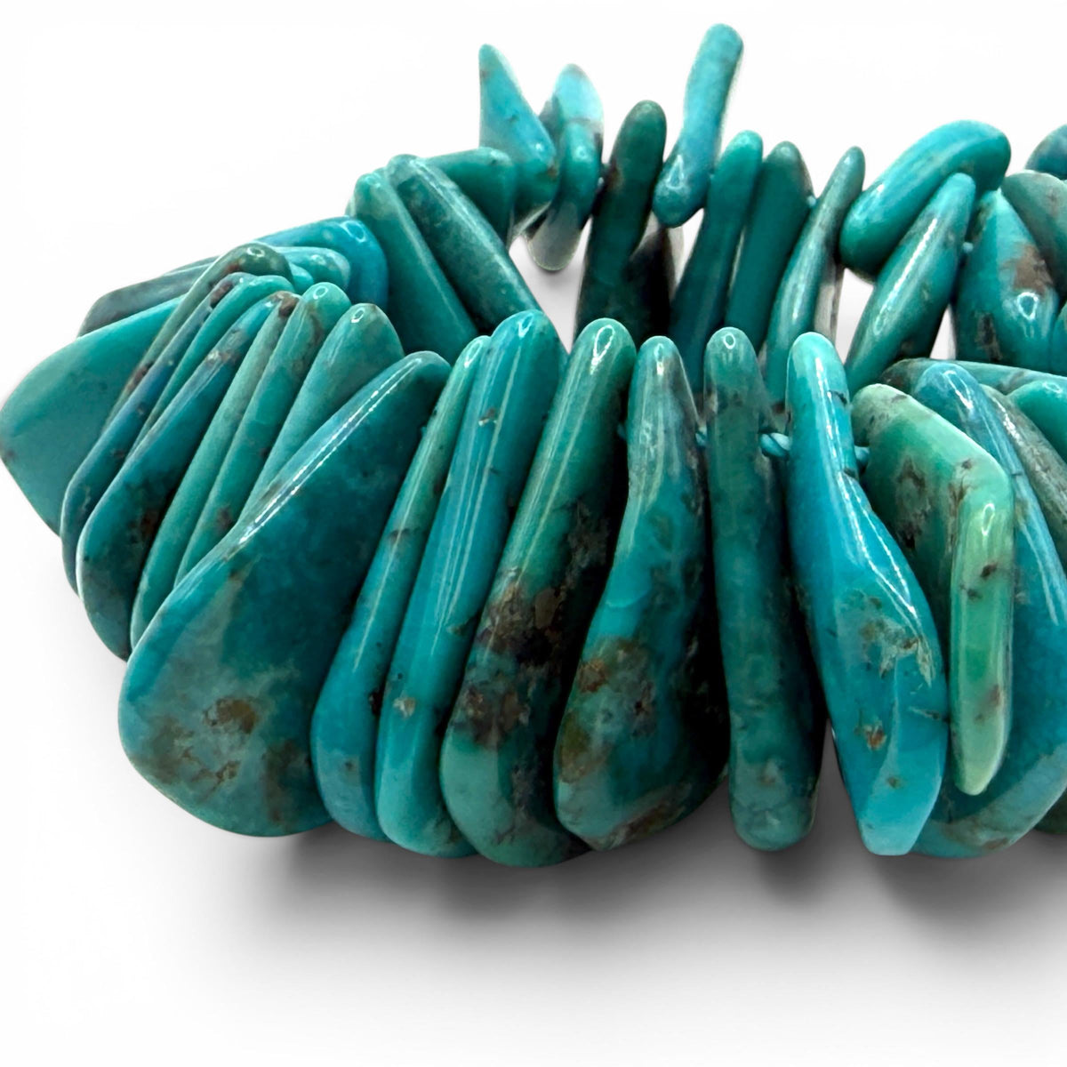 Top-Drilled Cornflake Arizona Turquoise Beads USA Matrix- Untreated with No Dye or Color Enhancement- Men's Jewelry Making Teardrop 10-18mm