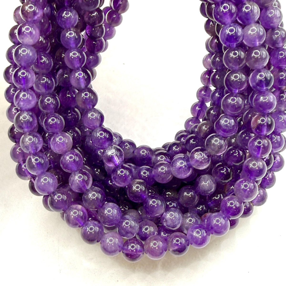 AAA dark purple amethyst beads from Minas Gerais Brazil, 6mm polished round gemstone strand for jewelry making