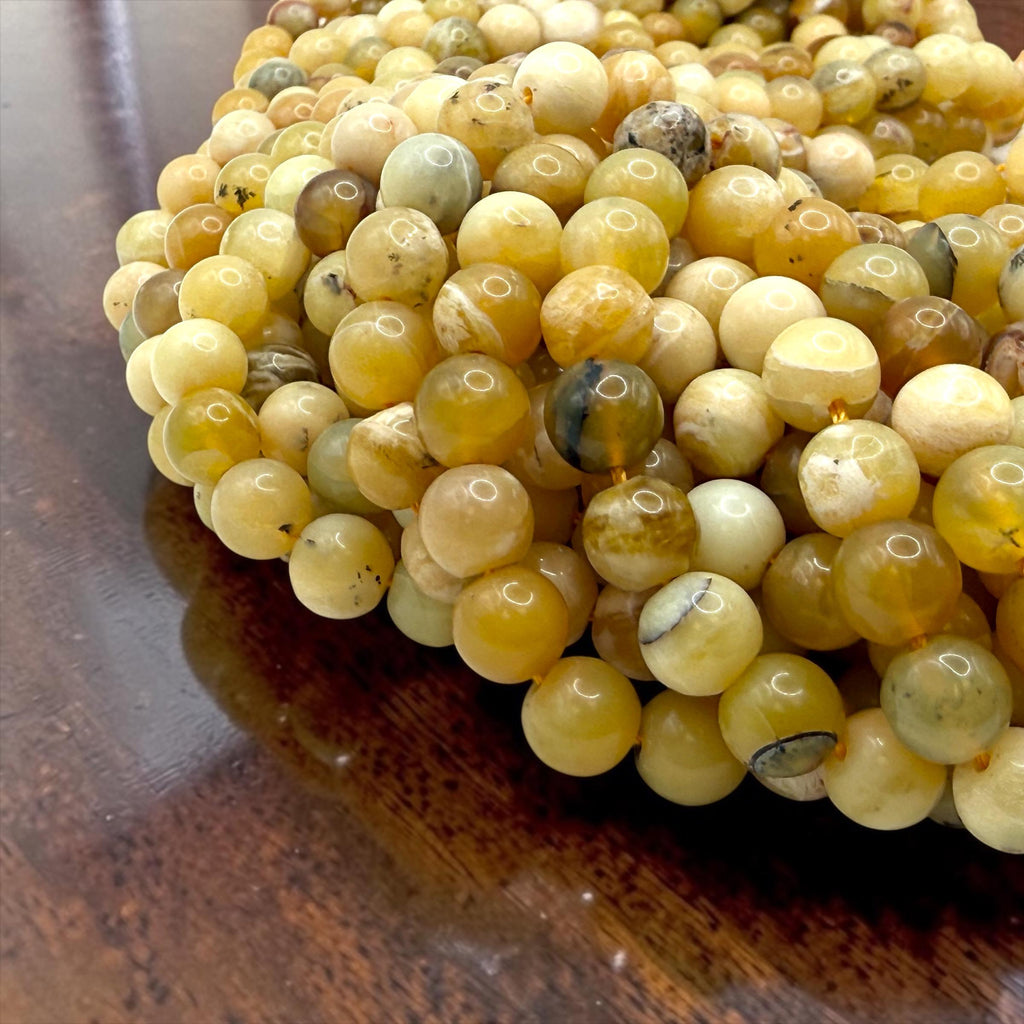 Ethiopian Honey Opal Beads - Welo, Africa - Natural Golden Cream Tone with Brown Matrix - Jewelry Making Supply - Smooth Round