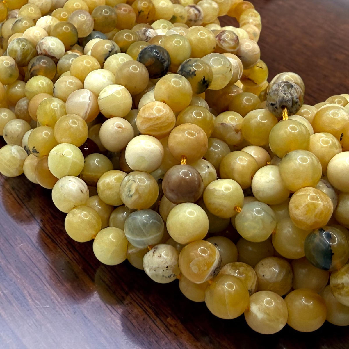Ethiopian Honey Opal Beads - Welo, Africa - Natural Golden Cream Tone with Brown Matrix - Jewelry Making Supply - Smooth Round