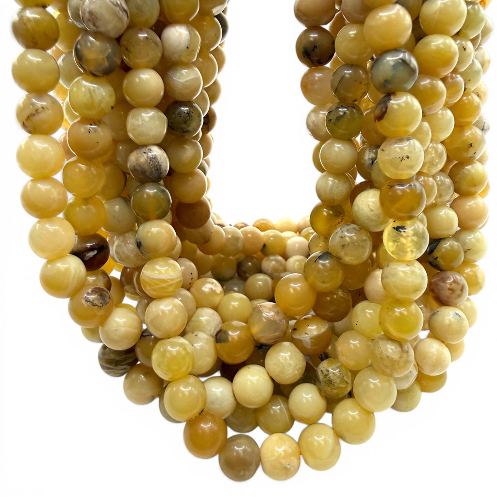 Ethiopian Honey Opal Beads - Welo, Africa - Natural Golden Cream Tone with Brown Matrix - Jewelry Making Supply - Smooth Round