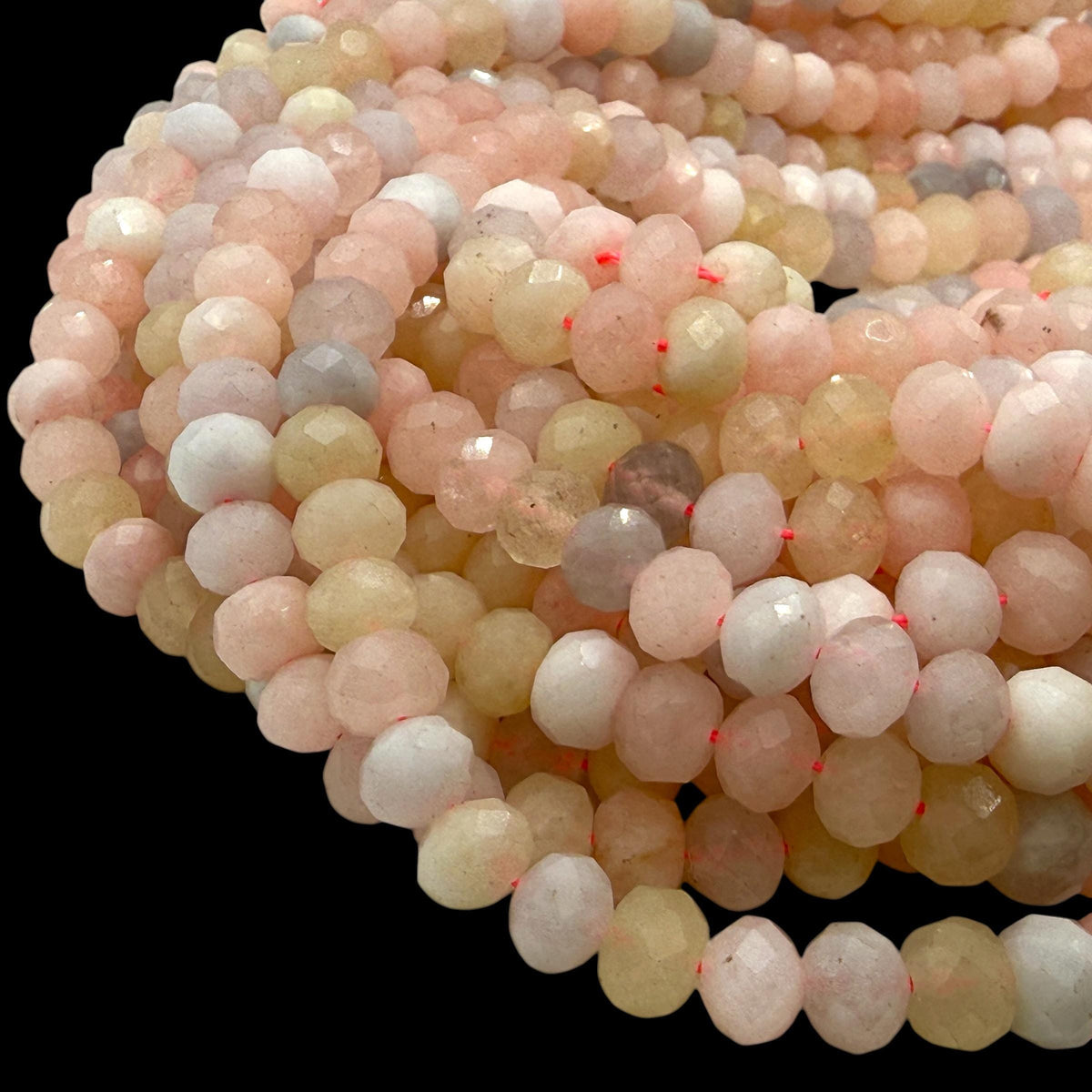 Pink Morganite Beads Madagascar - Natural Beryl Gemstone Semi-Translucent Glow - Jewelry Making Supply - Faceted Rondelle 8mm SKU#B316