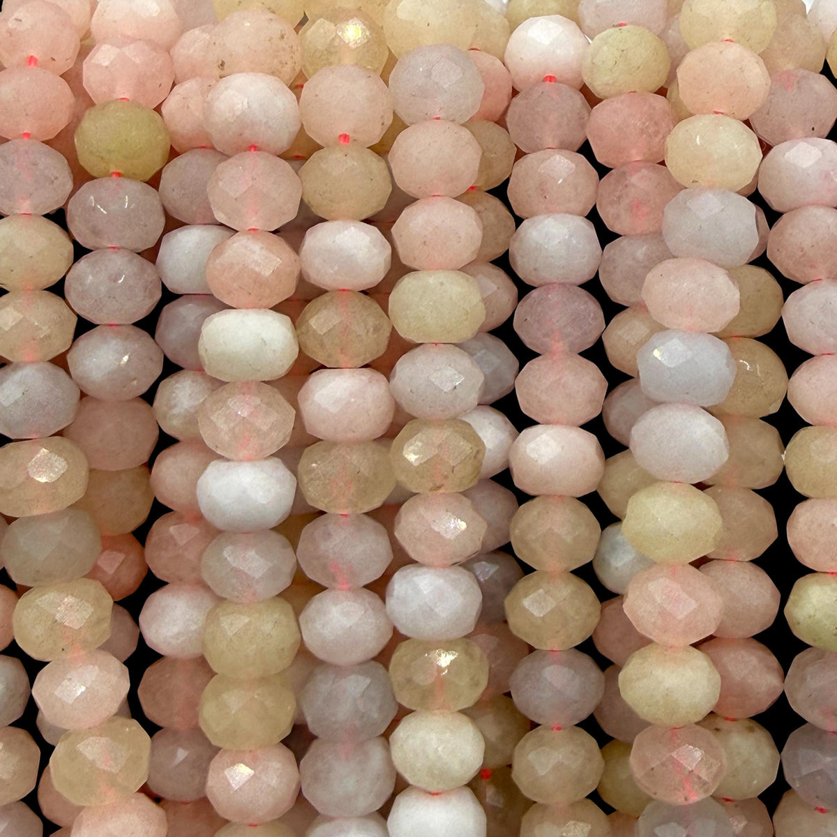 Pink Morganite Beads Madagascar - Natural Beryl Gemstone Semi-Translucent Glow - Jewelry Making Supply - Faceted Rondelle 8mm SKU#B316