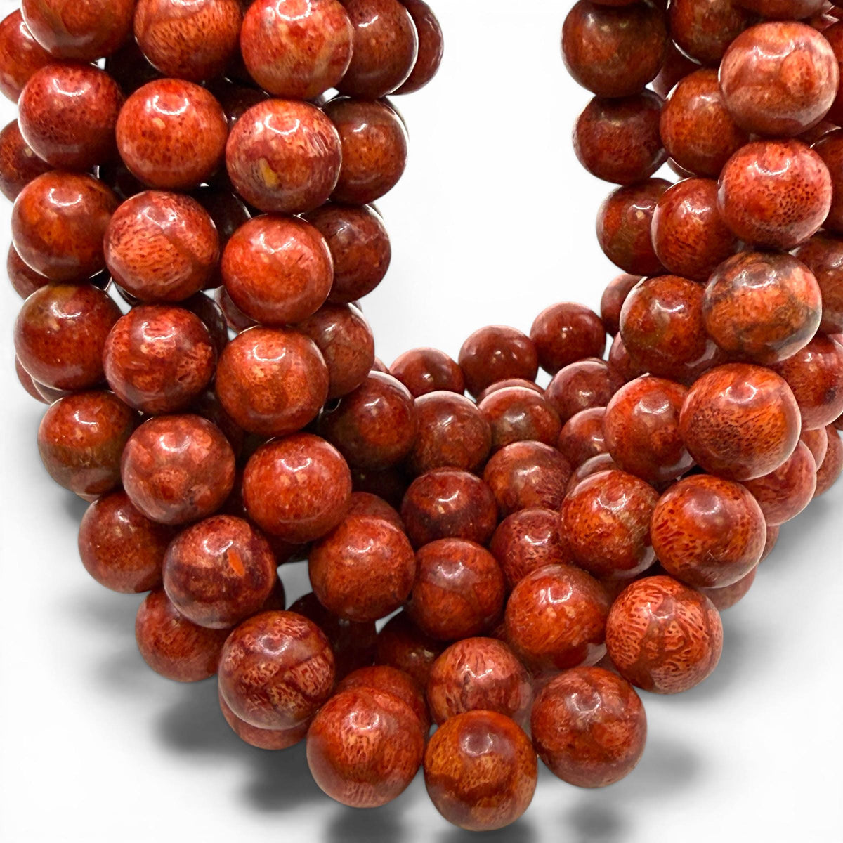 Exceptional AAA Indonesian Red Sponge Coral Beads - Rich Deep-Ocean Red - Natural Untreated Smooth Round
