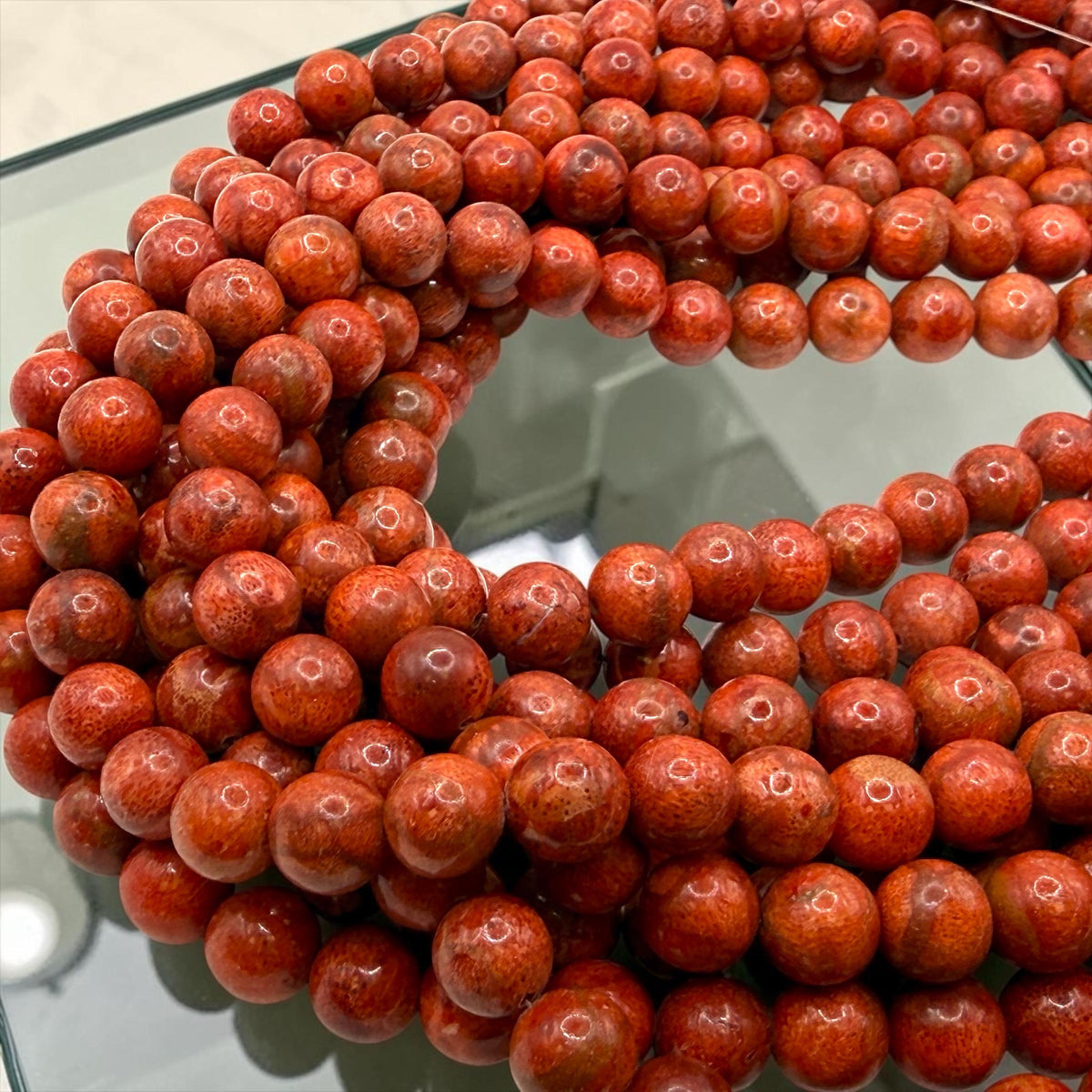 Exceptional AAA Indonesian Red Sponge Coral Beads - Rich Deep-Ocean Red - Natural Untreated Smooth Round