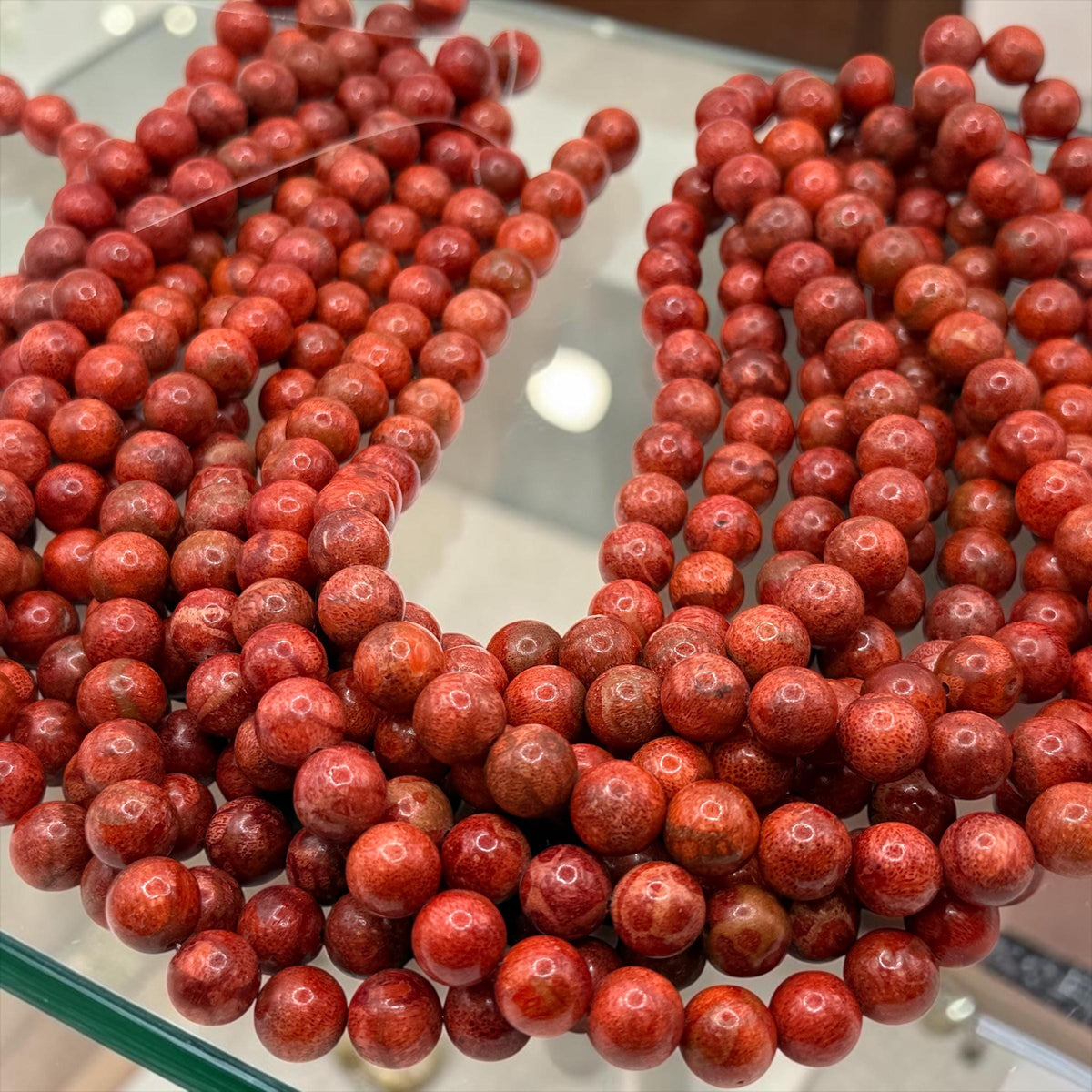 Exceptional AAA Indonesian Red Sponge Coral Beads - Rich Deep-Ocean Red - Natural Untreated Smooth Round