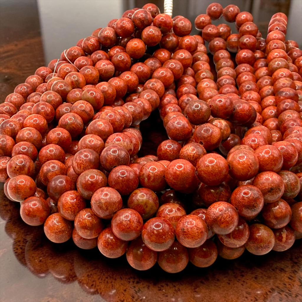 Exceptional AAA Indonesian Red Sponge Coral Beads - Rich Deep-Ocean Red - Natural Untreated Smooth Round
