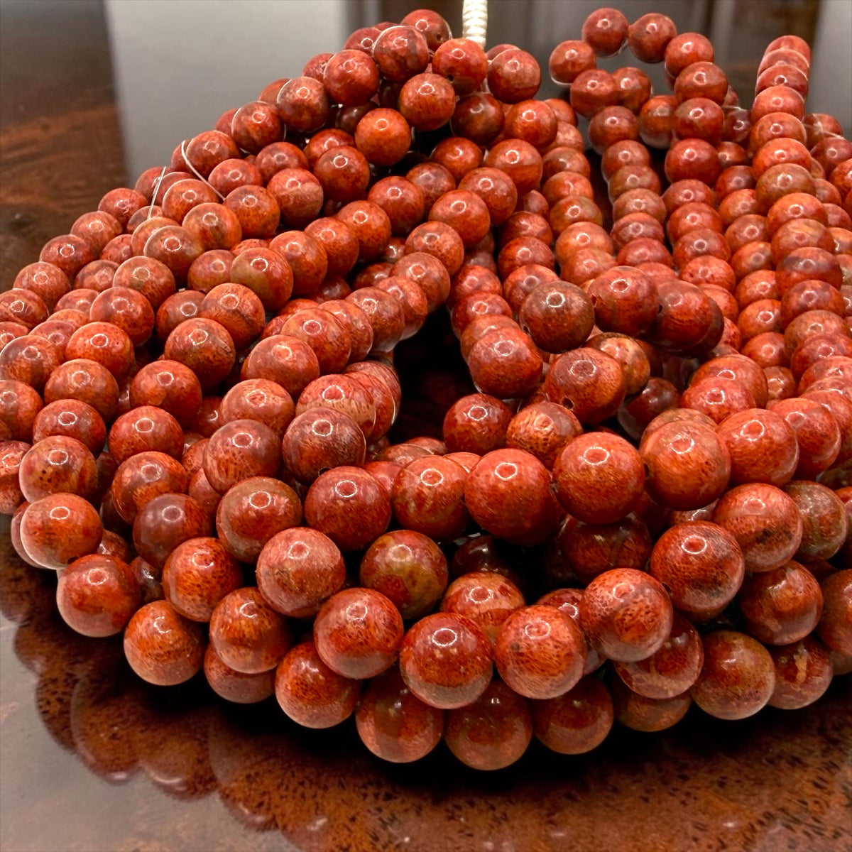 Exceptional AAA Indonesian Red Sponge Coral Beads - Rich Deep-Ocean Red - Natural Untreated Smooth Round