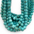 Turquoise Blue Howlite Beads - Natural Vein Pattern - Dyed Color Gemstone For Jewelry Making Supply - 3D Faceted Cube 8mm SKU#A209