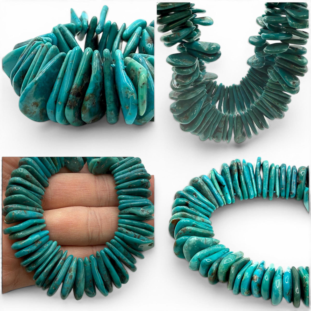 Top-Drilled Cornflake Arizona Turquoise Beads USA Matrix- Untreated with No Dye or Color Enhancement- Men's Jewelry Making Teardrop 10-18mm