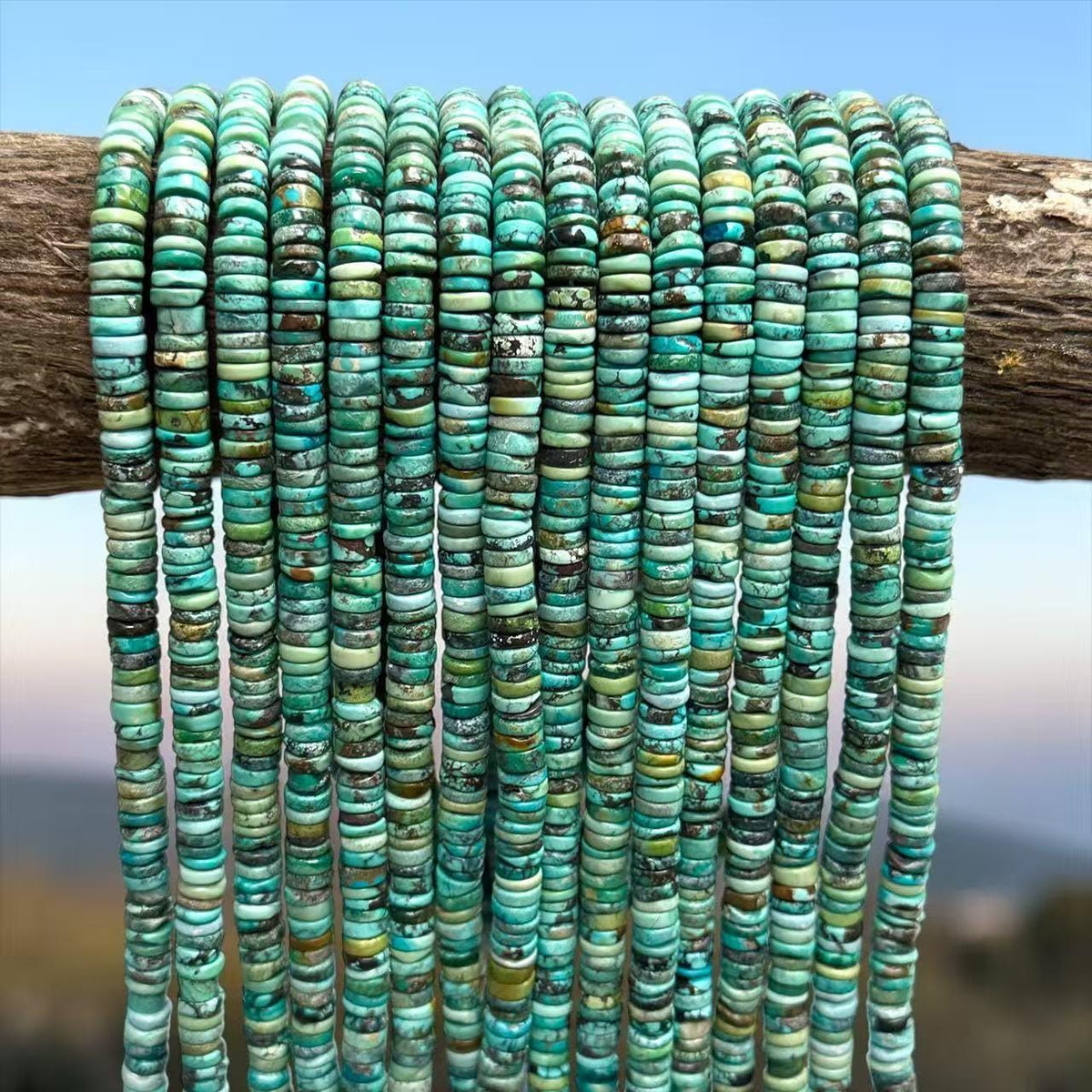 Natural Turquoise Beads - Untreated with No Dye or Color Enhancement - Heishi 6mm SKU#B512