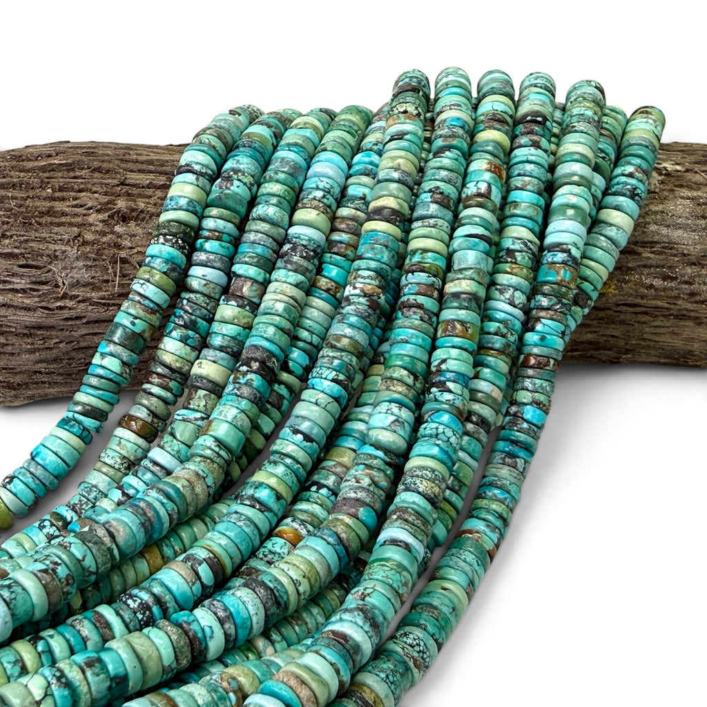 Natural Turquoise Beads - Untreated with No Dye or Color Enhancement - Heishi 6mm SKU#B512
