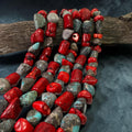 Gray Rough American Turquoise & Bamboo Coral Beads - Freeform Nugget 15-20mm SKU#B514