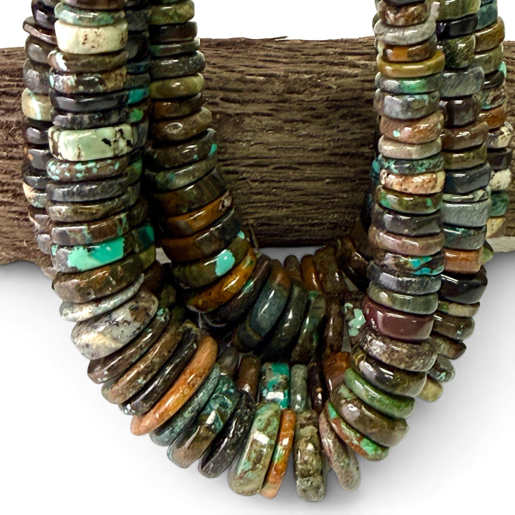 AAA Blackjack Turquoise Beads - Natural Color with No Dye - Organic Freeform Gigantic Extra-Thick Heishi Graduated 6-18mm SKU#B515