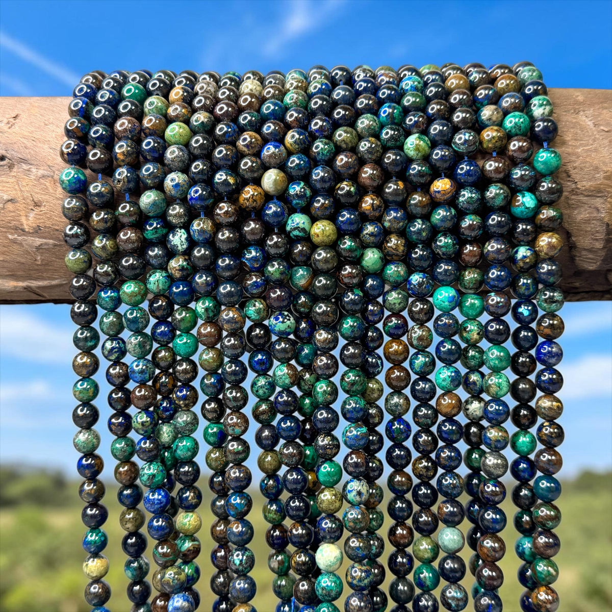 AAA Darkest Azurite Malachite From Africa with Rich Blue-Green Copper Mineral Coloration & Earthy Peacock Matrix - Smooth Round