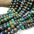 AAA Darkest Azurite Malachite From Africa with Rich Blue-Green Copper Mineral Coloration & Earthy Peacock Matrix - Smooth Round