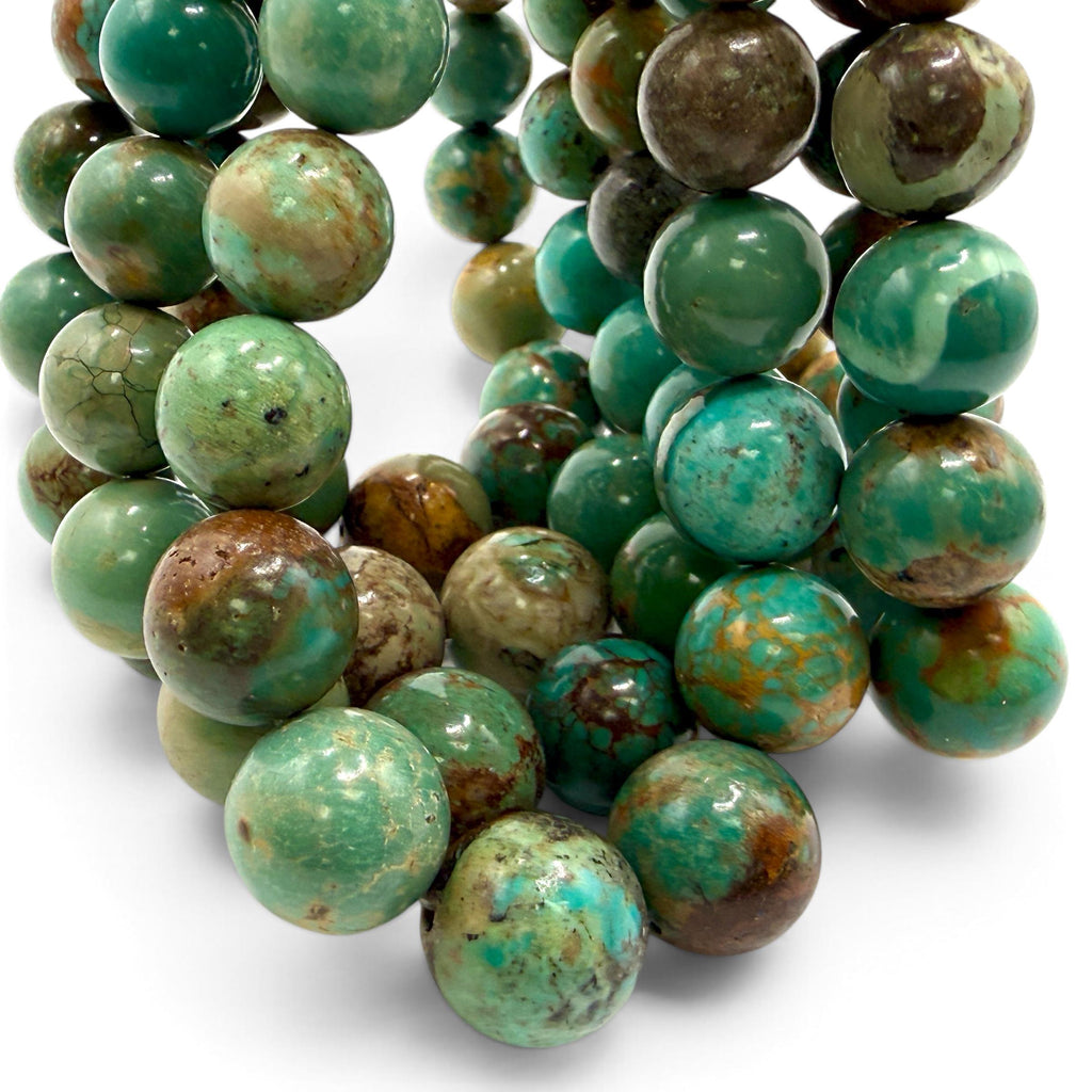 Graduated Turquoise Beads with Gorgeous Matrix - Untreated with No Dye or Color Enhancement - Smooth Round 4-14mm SKU#B522
