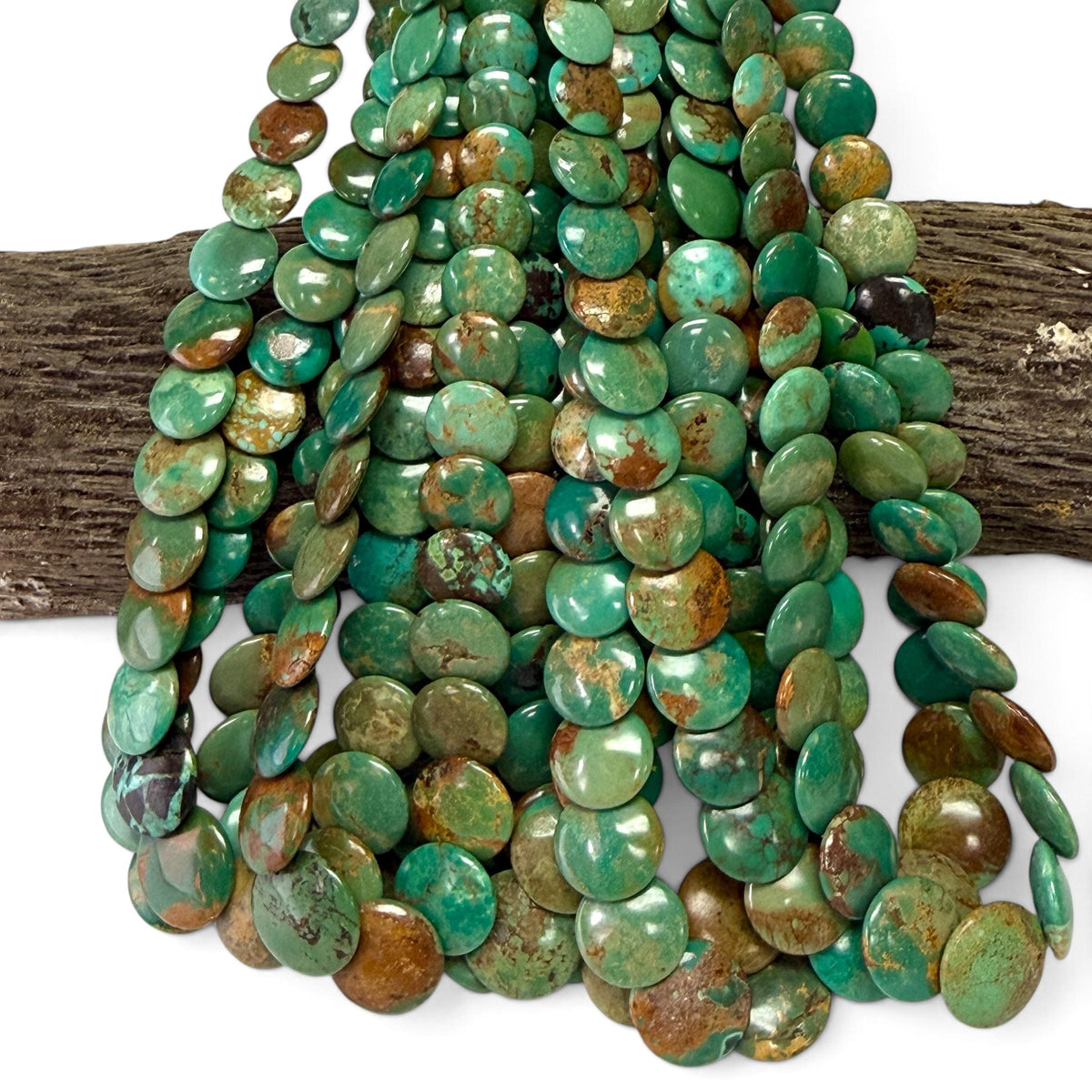 Graduated AAA Shingled Turquoise Beads - Gorgeous Matrix - Untreated with No Dye or Color Enhancement -Layered Flat Coin 6-15mm (SKU#B410)