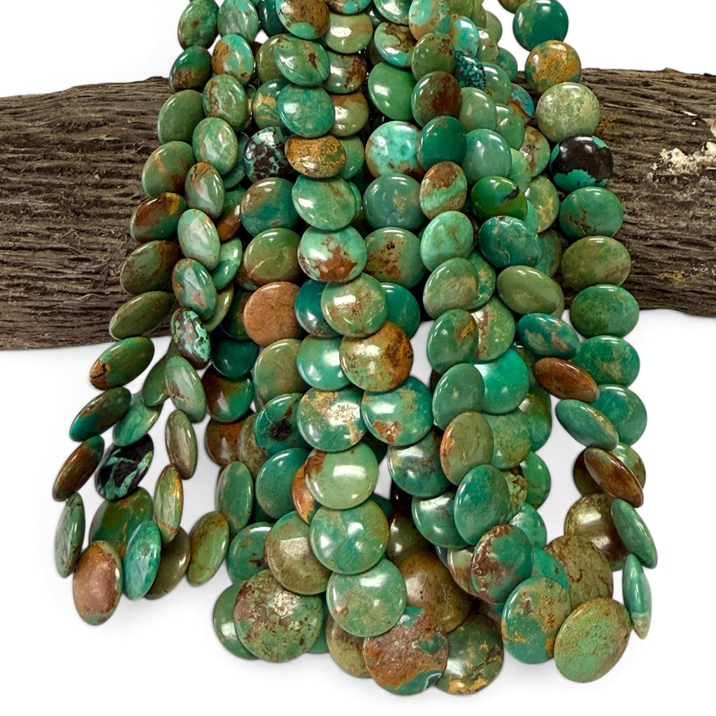 Graduated AAA Shingled Turquoise Beads - Gorgeous Matrix - Untreated with No Dye or Color Enhancement -Layered Flat Coin 6-15mm (SKU#B410)