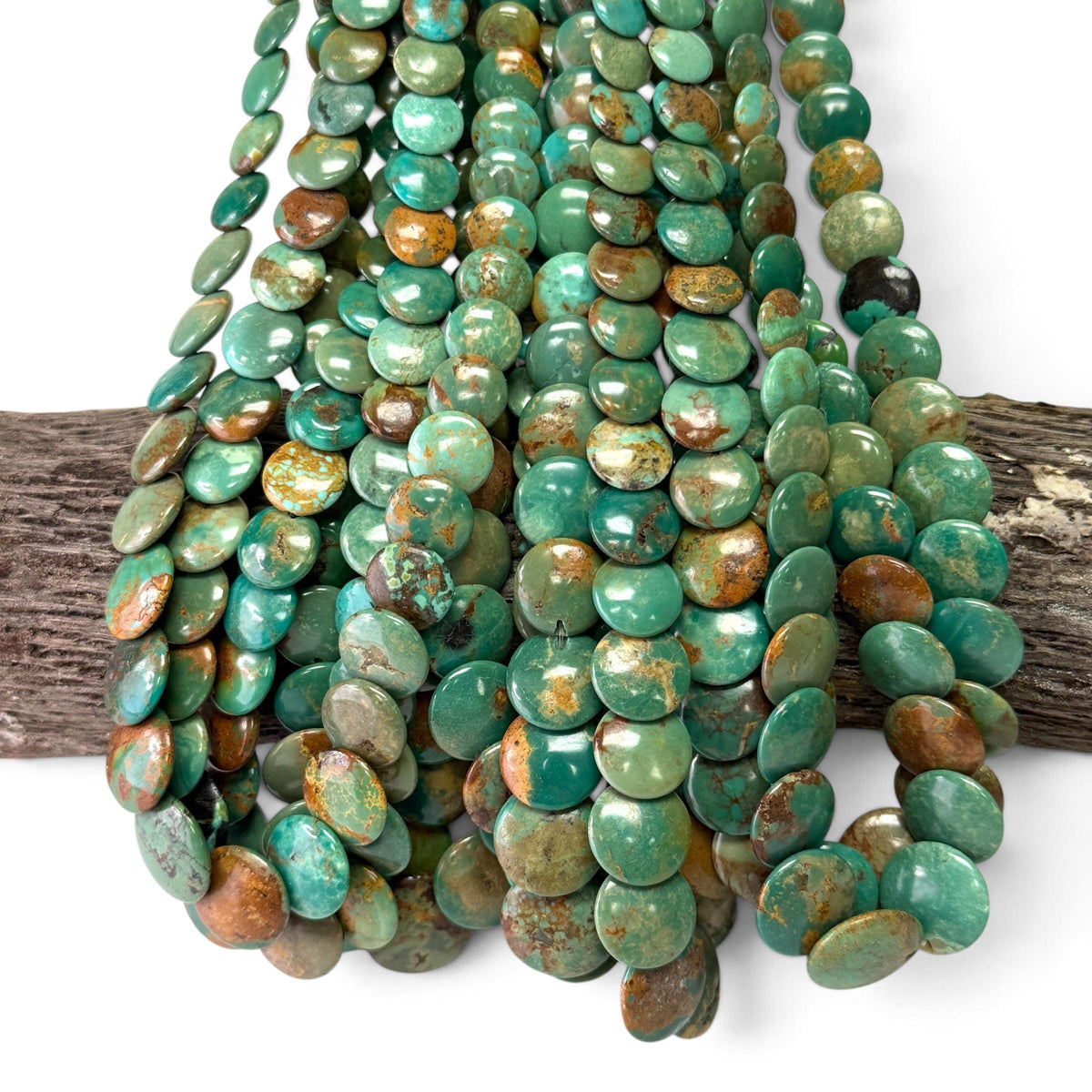Graduated AAA Shingled Turquoise Beads - Gorgeous Matrix - Untreated with No Dye or Color Enhancement -Layered Flat Coin 6-15mm (SKU#B410)