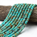 6mm Arizona Kingman Turquoise Beads with Matrix (Robin-Egg Color) Untreated with No Dye or Color Enhancement - Smooth Rondelle SKU#B401