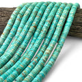 Robin-Egg Arizona Turquoise Beads - Caribbean Blue Green Color - Untreated with No Dye or Color Enhancement - Heishi 8mm SKU#B409
