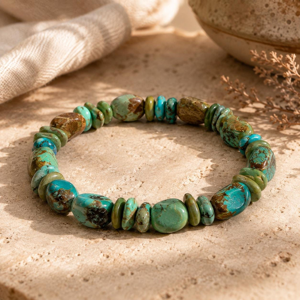 One-of-a-King Natural Turquoise Beads - Untreated with No Dye or Color Enhancement - 10-12mm Freeform Bracelet #B216