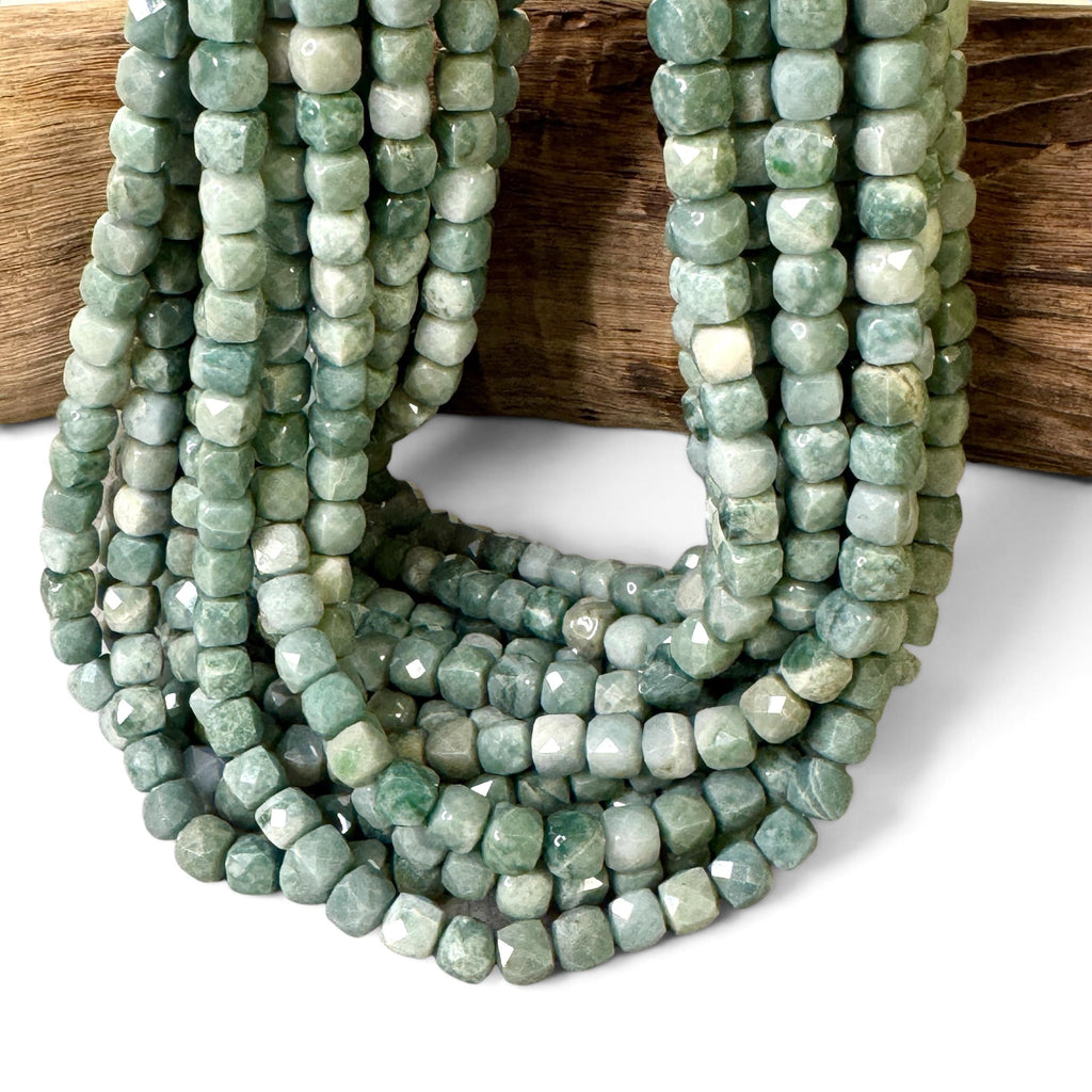 Royal Guatemala Jade Beads - Sourced From the Motagua Region of Guatemala - Faceted Cube 7mm