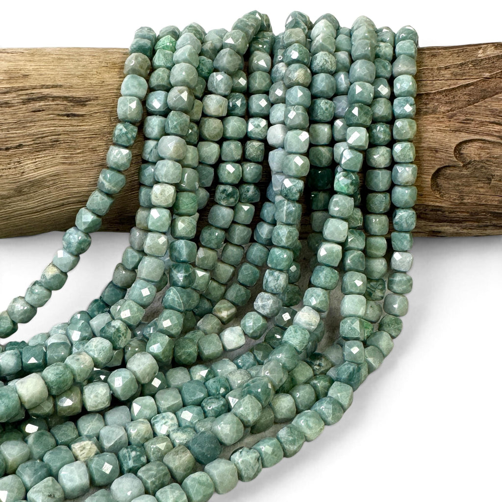 Royal Guatemala Jade Beads - Sourced From the Motagua Region of Guatemala - Faceted Cube 7mm