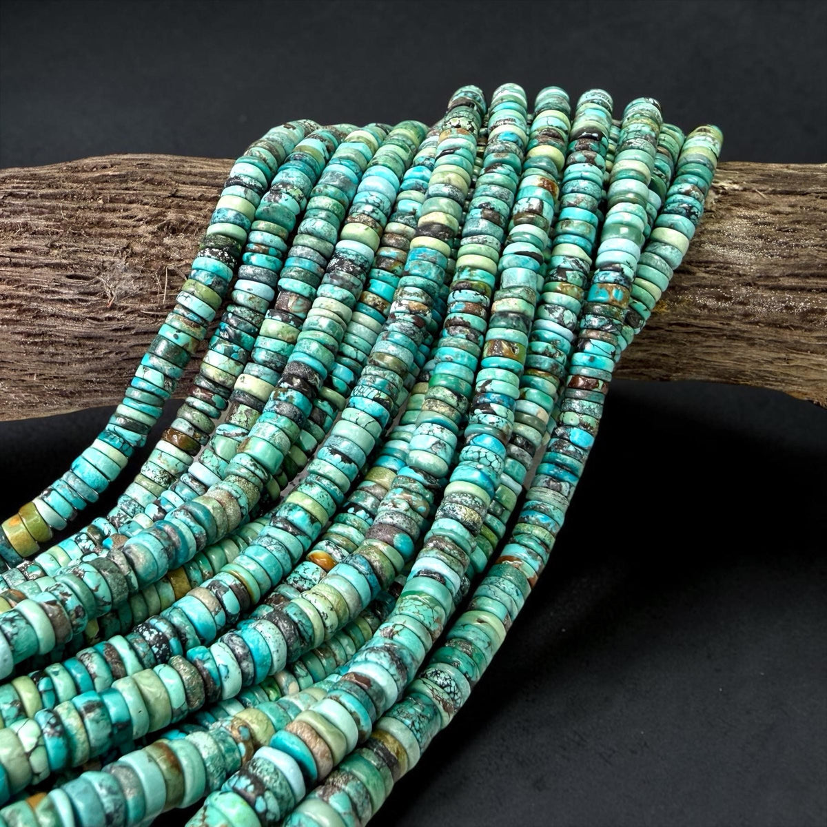 Natural Turquoise Beads - Untreated with No Dye or Color Enhancement - Heishi 6mm SKU#B512