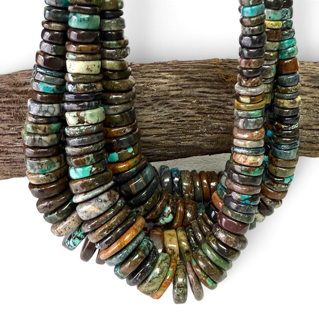 AAA Blackjack Turquoise Beads - Natural Color with No Dye - Organic Freeform Gigantic Extra-Thick Heishi Graduated 6-18mm SKU#B515