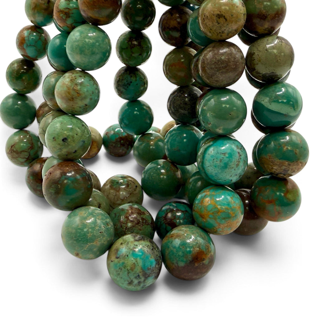 Graduated Turquoise Beads with Gorgeous Matrix - Untreated with No Dye or Color Enhancement - Smooth Round 4-14mm SKU#B522
