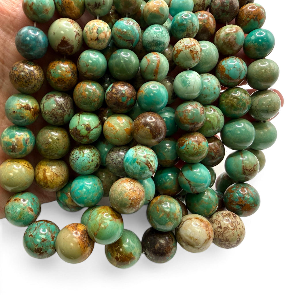 Graduated Turquoise Beads with Gorgeous Matrix - Untreated with No Dye or Color Enhancement - Smooth Round 4-14mm SKU#B522