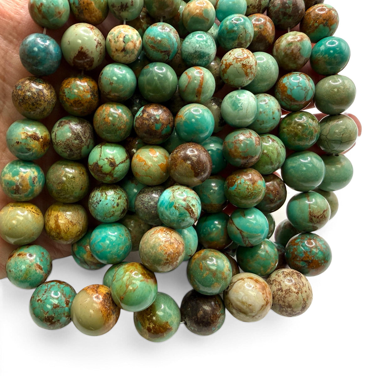 Graduated Turquoise Beads with Gorgeous Matrix - Untreated with No Dye or Color Enhancement - Smooth Round 4-14mm SKU#B522