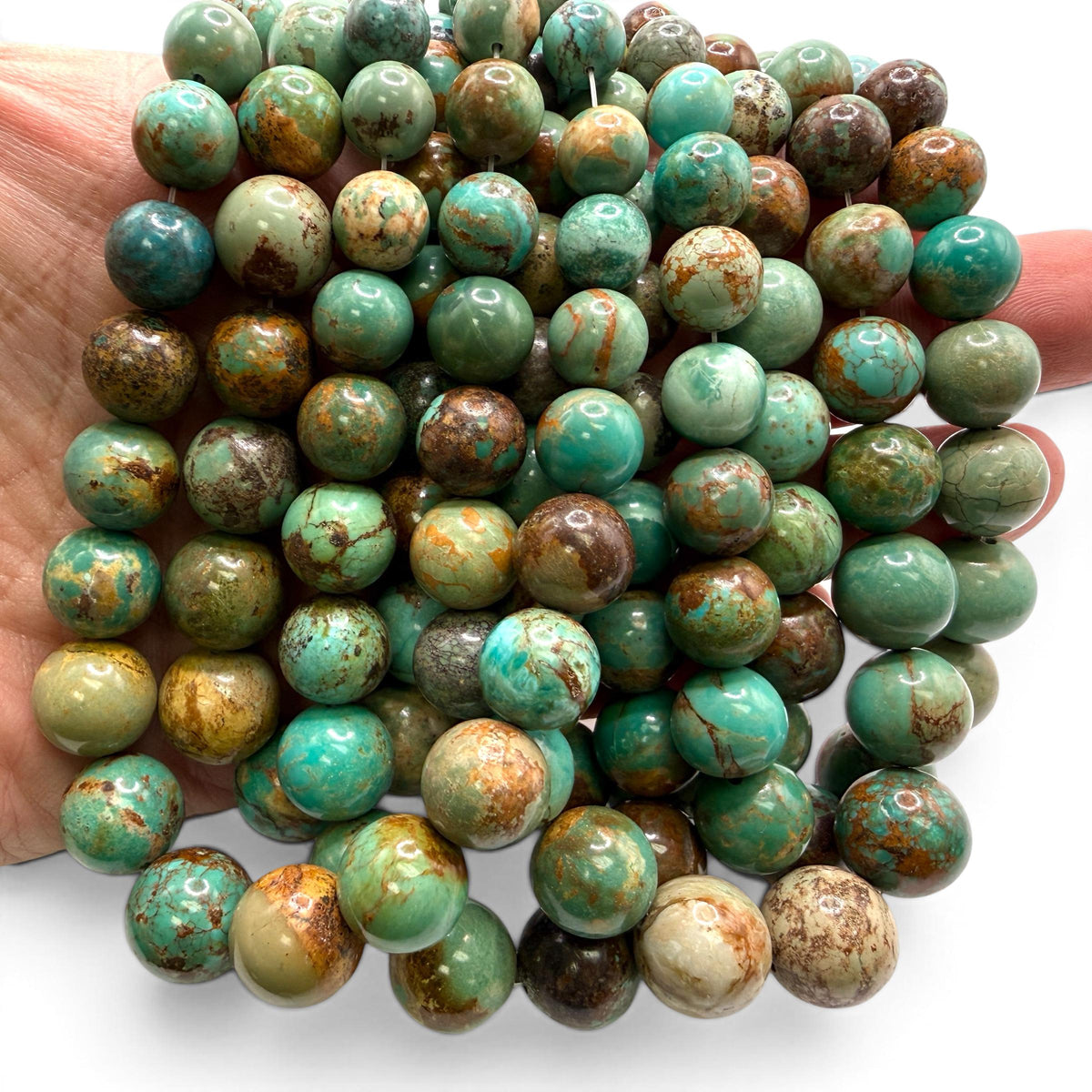 Graduated Turquoise Beads with Gorgeous Matrix - Untreated with No Dye or Color Enhancement - Smooth Round 4-14mm SKU#B522
