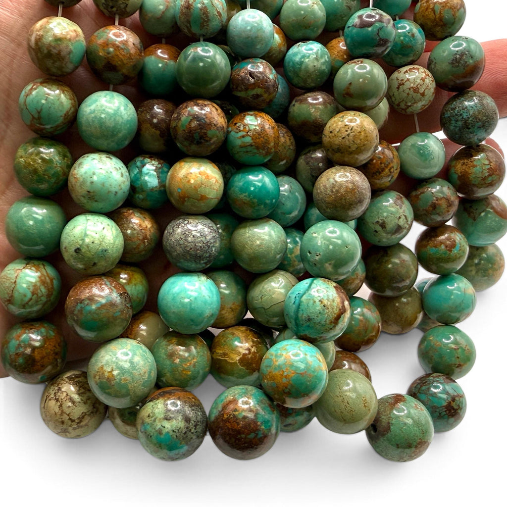 Graduated Turquoise Beads with Gorgeous Matrix - Untreated with No Dye or Color Enhancement - Smooth Round 4-14mm SKU#B522