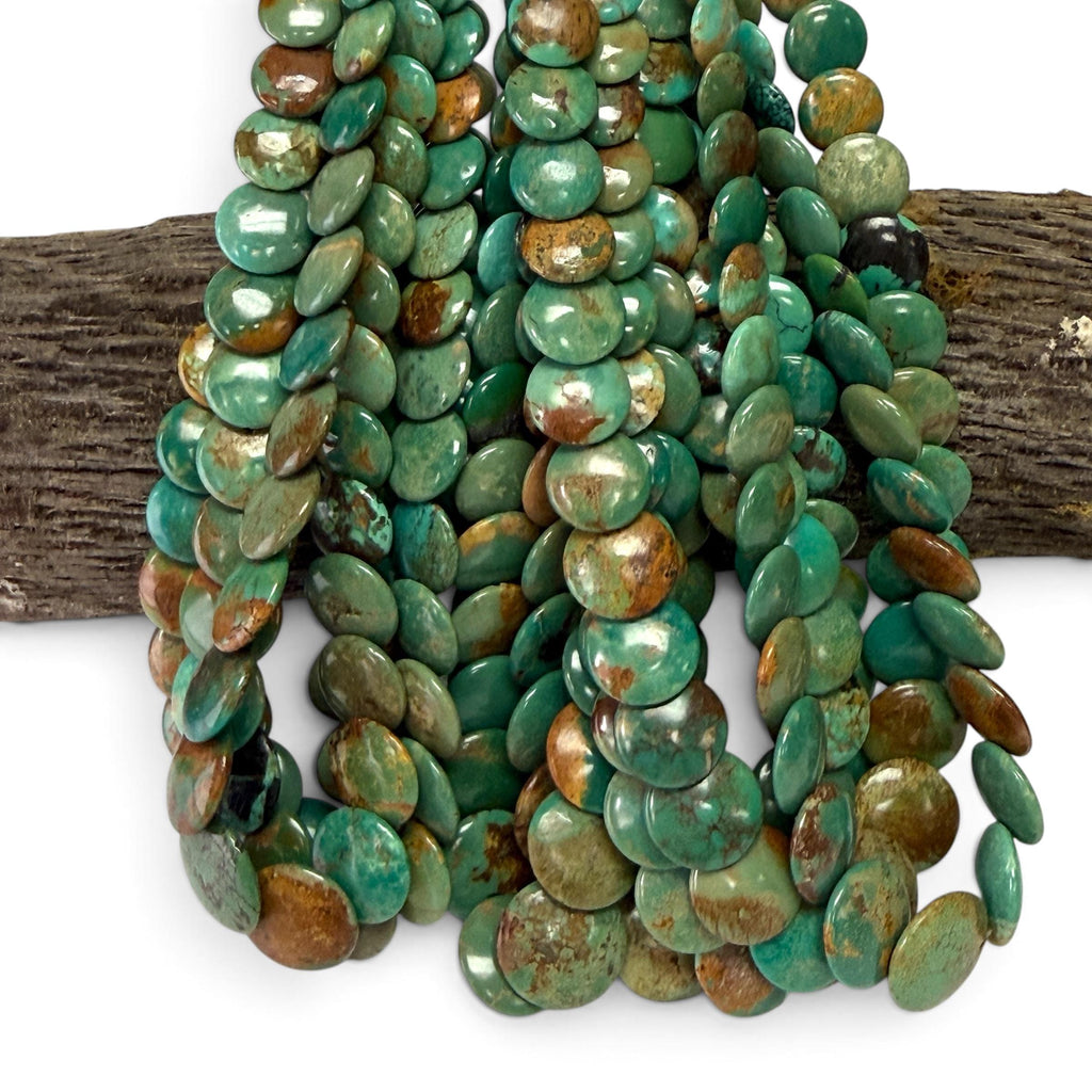 Graduated AAA Shingled Turquoise Beads - Gorgeous Matrix - Untreated with No Dye or Color Enhancement -Layered Flat Coin 6-15mm (SKU#B410)