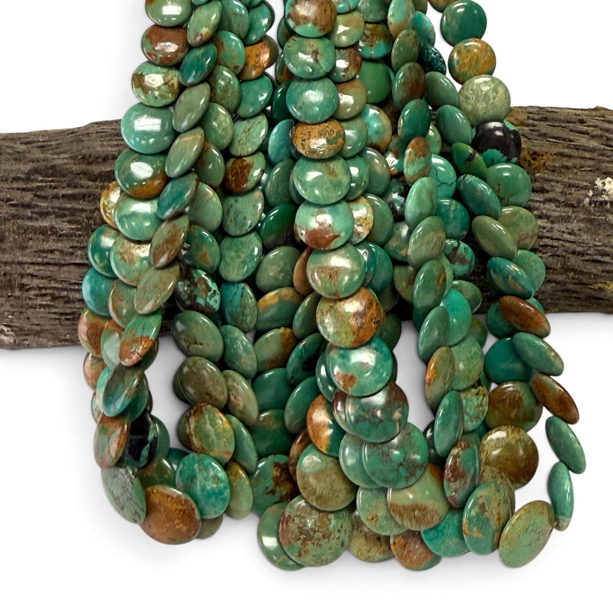Graduated AAA Shingled Turquoise Beads - Gorgeous Matrix - Untreated with No Dye or Color Enhancement -Layered Flat Coin 6-15mm (SKU#B410)