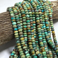 Natural Turquoise Beads Hubei (Earthy Multi-tone Matrix) Untreated with No Dye or Color Enhancement - Smooth Rondelle 6mm SKU#B404