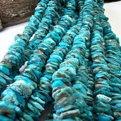 8-10mm Cornflake Arizona Kingman Turquoise Beads (Robin-Egg Color) Untreated with No Dye or Color Enhancement - Flat Freeform (SKU#406)