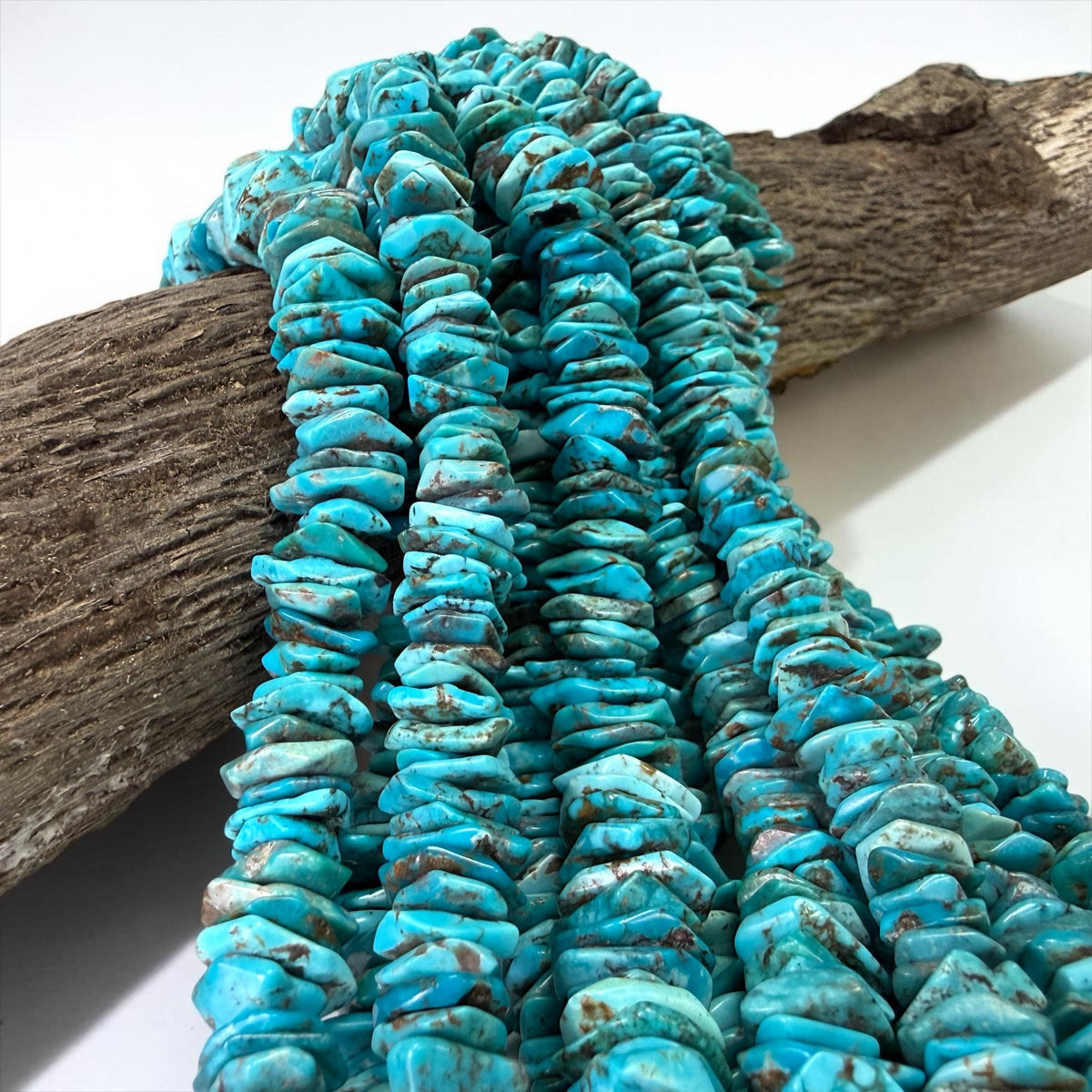 10-12mm Cornflake Arizona Kingman Turquoise Beads (Robin-Egg Color) Untreated with No Dye or Color Enhancement - Flat Freeform (SKU#407)