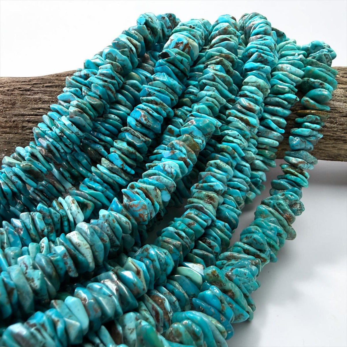 8-10mm Cornflake Arizona Kingman Turquoise Beads (Robin-Egg Color) Untreated with No Dye or Color Enhancement - Flat Freeform (SKU#406)