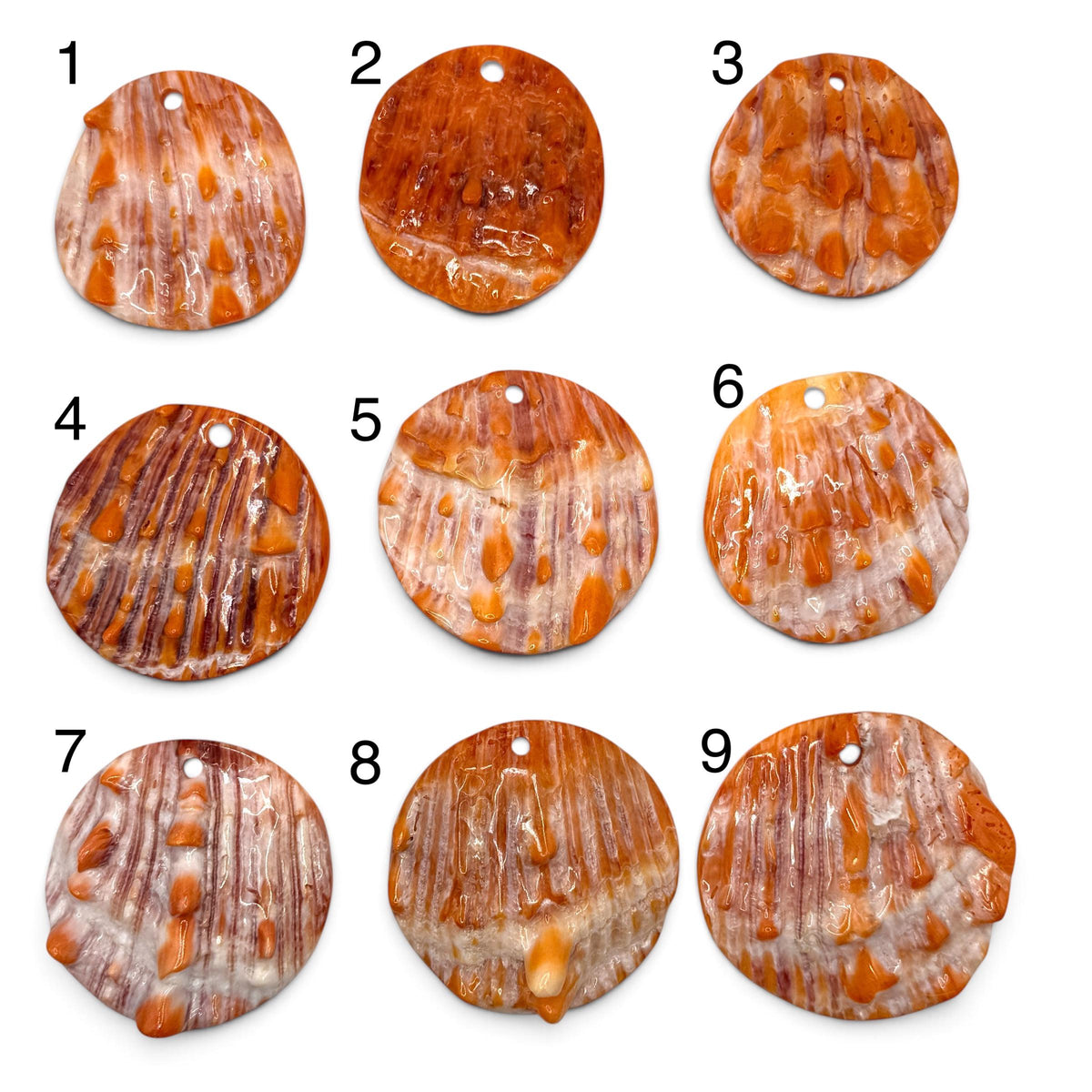 Sunset Spiny Oyster Shell Pendant Bead Sea of Cortez - One of a Kind - Unique Organic Texture - Men's Jewelry - Large 40-60mm SKU#B214