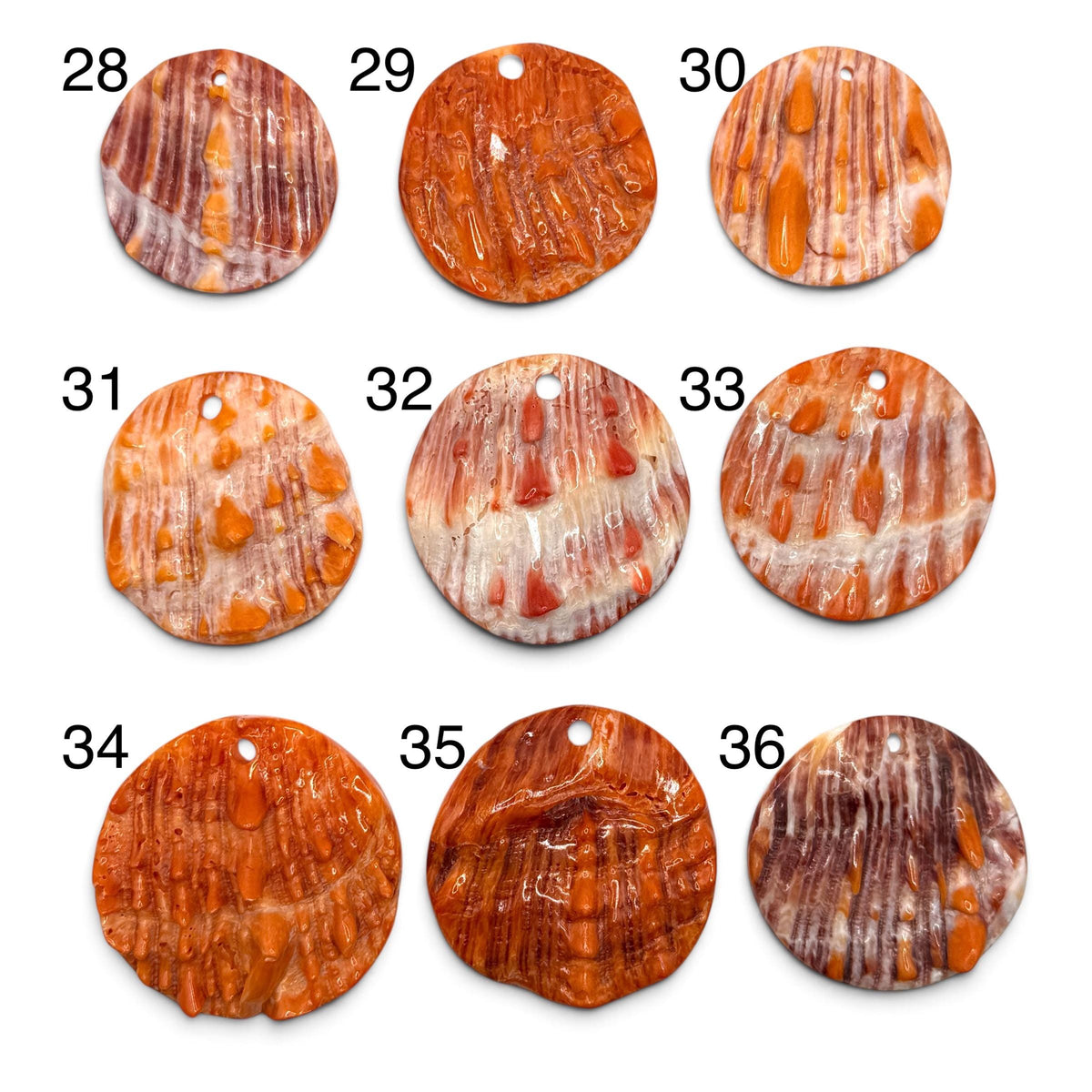 Sunset Spiny Oyster Shell Pendant Bead Sea of Cortez - One of a Kind - Unique Organic Texture - Men's Jewelry - Large 40-60mm SKU#B214