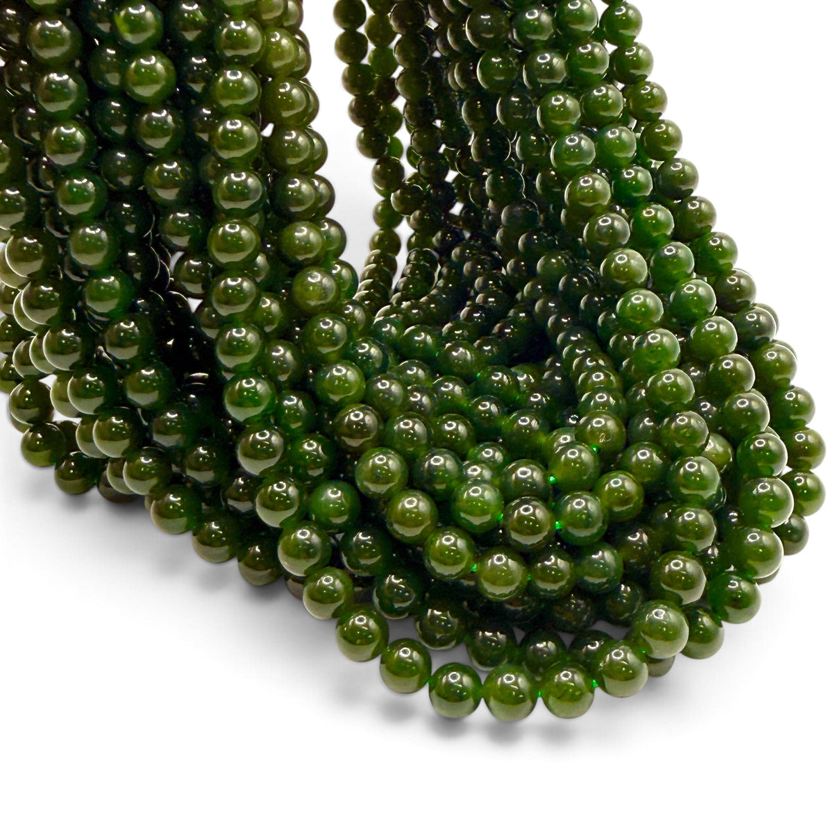 Dark B.C Nephrite Jade From Canada (British Columbia) Natural Color - Smooth Round 6mm #B322