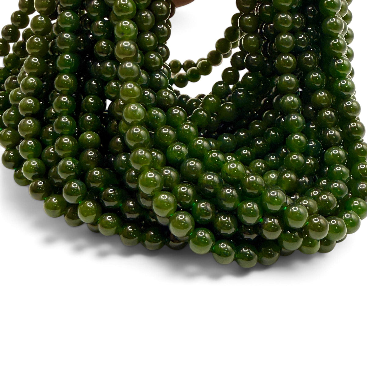 Dark B.C Nephrite Jade From Canada (British Columbia) Natural Color - Smooth Round 6mm #B322