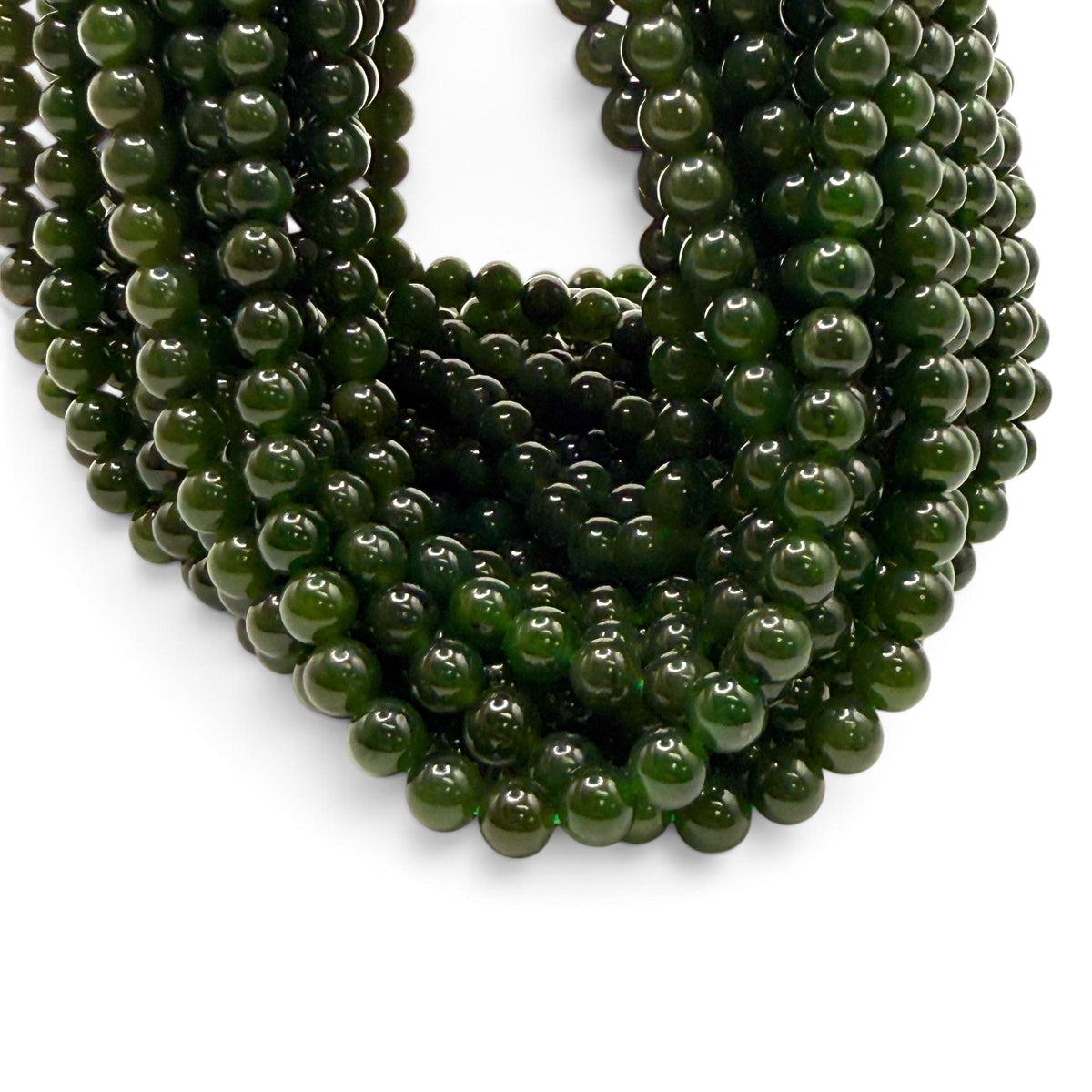 Dark B.C Nephrite Jade From Canada (British Columbia) Natural Color - Smooth Round 6mm #B322