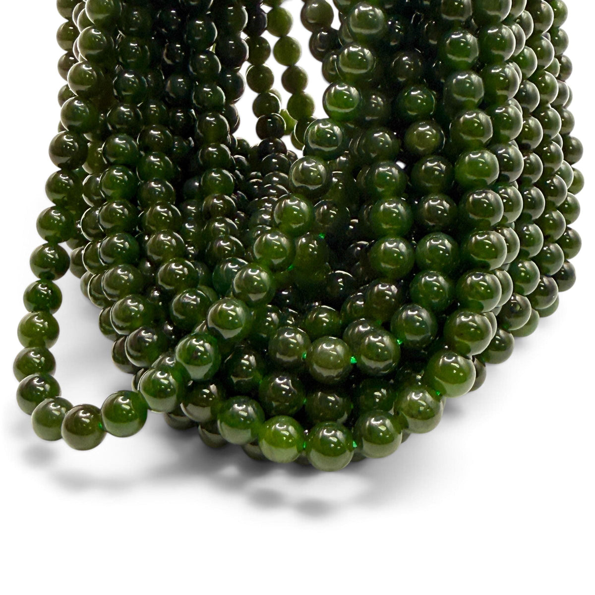 Dark B.C Nephrite Jade From Canada (British Columbia) Natural Color - Smooth Round 6mm #B322