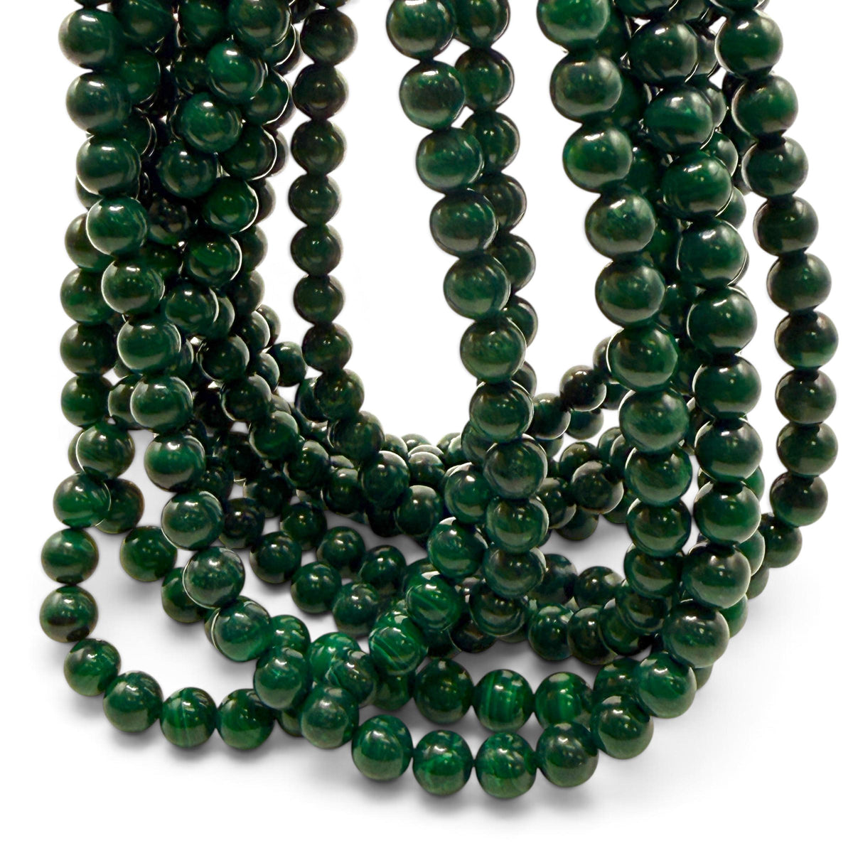 Dark Green Congo Malachite Beads From Africa - Subtle Banding - Natural Color - Smooth Round 8mm #B105